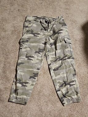 American Eagle Outfitters Olive & Gray Camo Cargo Joggers